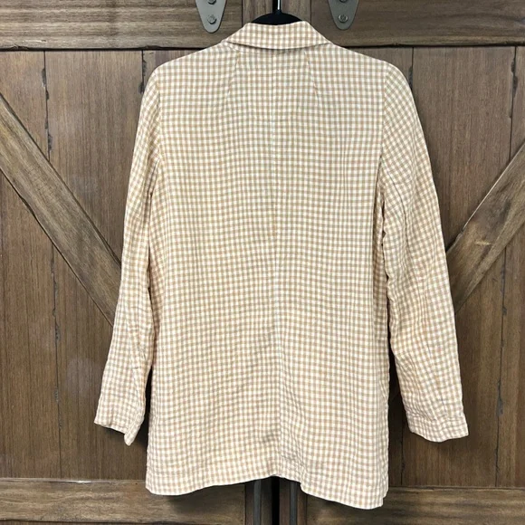 Madewell Linen Dorset 80s Oversized Blazer in Gingham Check Size Small - Picture 5 of 7